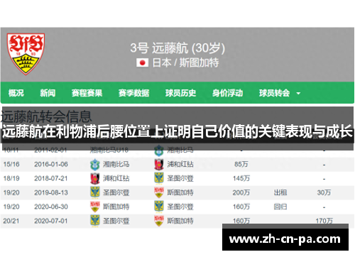 远藤航在利物浦后腰位置上证明自己价值的关键表现与成长